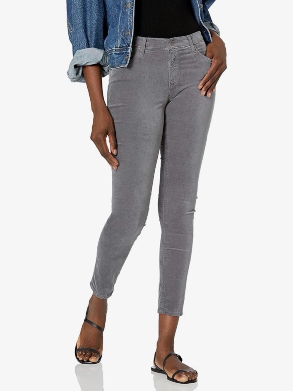 AG Adriano Goldschmied Women's Velvet Legging Ankle Gray Autumn Fog size 27 EUC